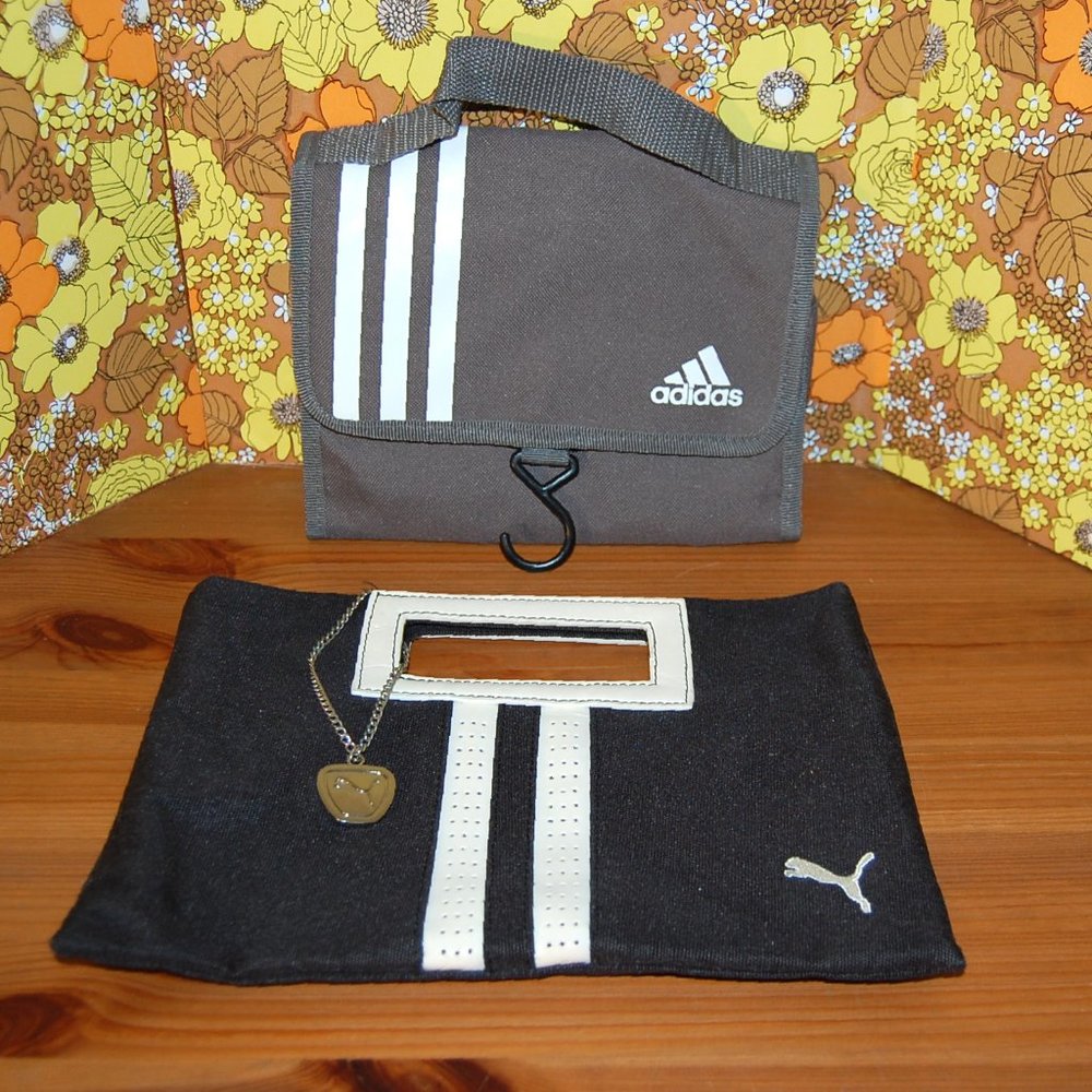 ADIDAS medium Grey Organizer Toiletry case & PUMA small cute HANDBAG Clutch